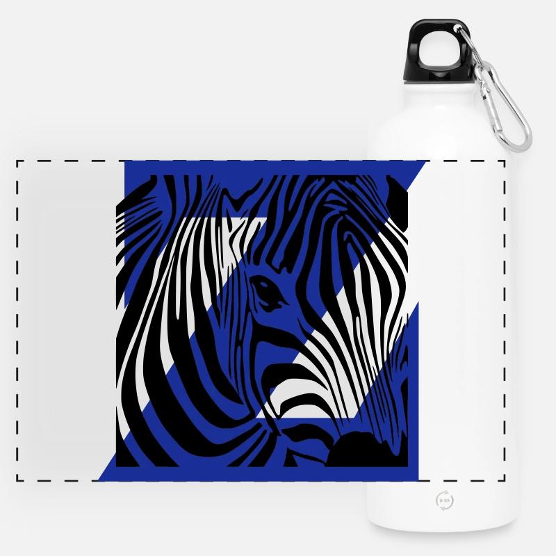Zebra Mix - Panoramic Drinks Bottle with Carabiner 750 ml - white