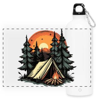 Tente de camping forêt - Gourde panoramique avec mousqueton 750 ml - blanc - Devant