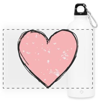 Delicate Pink Heart - Panoramic Drinks Bottle with Carabiner 750 ml - white - Front