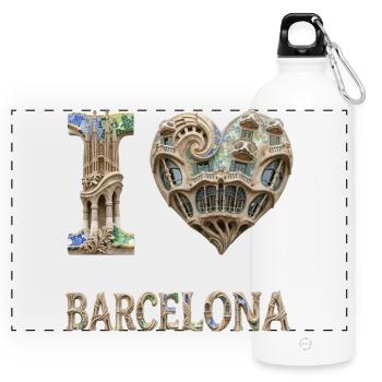 Barcelona – Organische Architektur - Panorama Trinkflasche mit Karabiner 750 ml - Weiß - Vorne