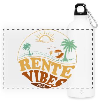 Pension Vibes Beach Retro 2026 Vintage - Panoramic Drinks Bottle with Carabiner 750 ml - white - Front