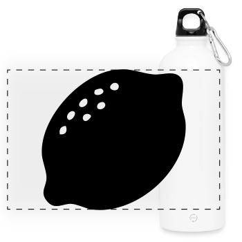 Silhouette citron – Design agrume frais - Gourde panoramique avec mousqueton 750 ml - blanc - Devant