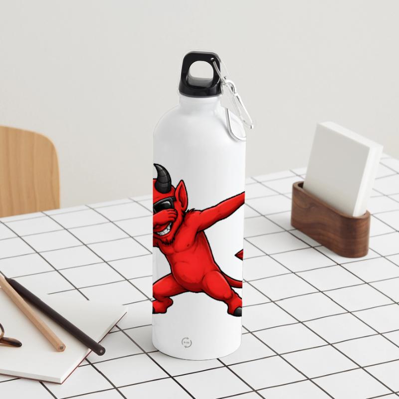 Dabbing Devil Panoramic Drinks Bottle with Carabiner 750 ml