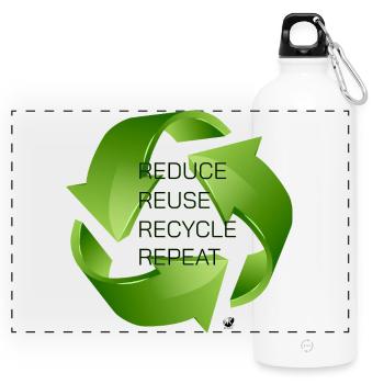 Illustration des trois flèches vertes de recyclage - Gourde panoramique avec mousqueton 750 ml - blanc - Devant