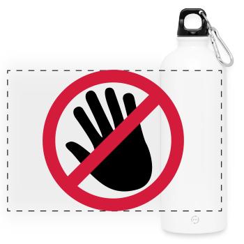 Do not touch the hand - Panoramic Drinks Bottle with Carabiner 750 ml - white - Front