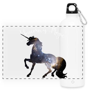 unicorn universum einhorn sterne magie unsterblich - Panorama Trinkflasche mit Karabiner 750 ml - Weiß - Vorne