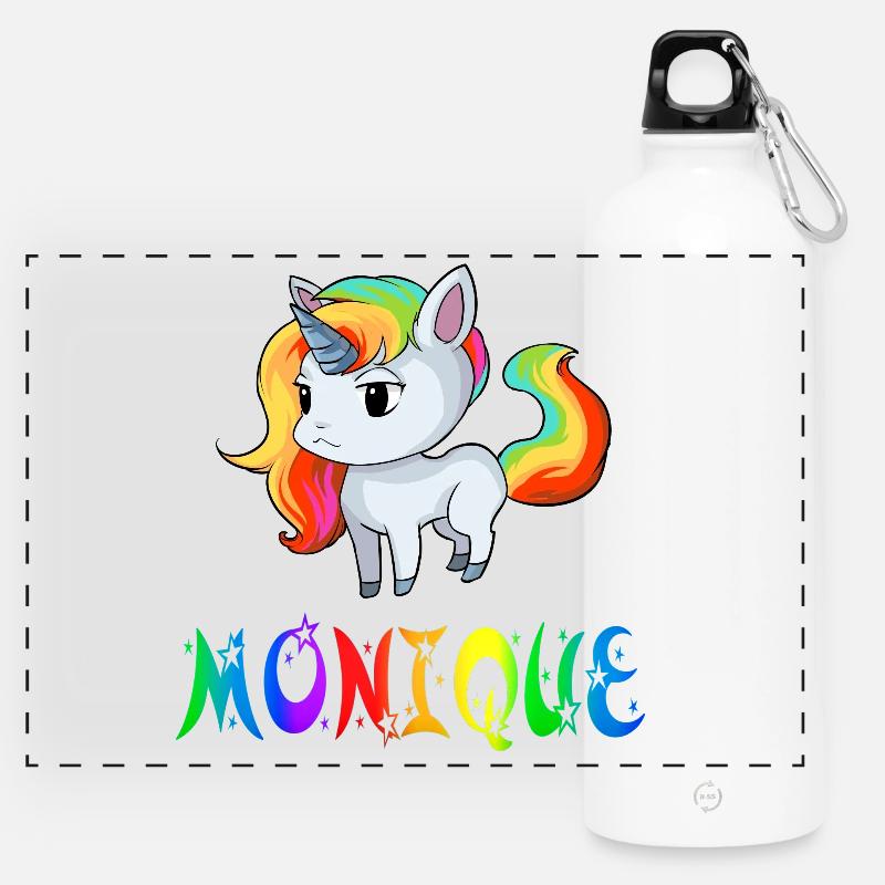Einhorn Monique - Panorama Trinkflasche mit Karabiner 750 ml - Weiß