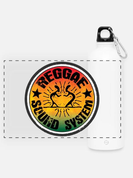 Reggae Soundsystem - Panorama Trinkflasche mit Karabiner 750 ml - Weiß