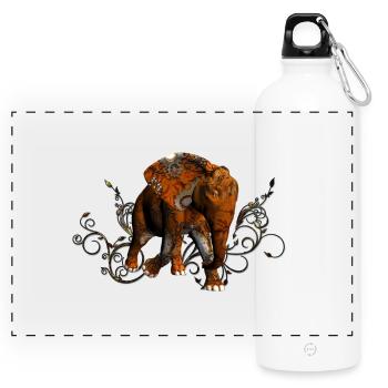 Superbe éléphant steampunk - Gourde panoramique avec mousqueton 750 ml - blanc - Devant