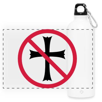 verboten schild zone keine kirche symbol kreuz jes - Panorama Trinkflasche mit Karabiner 750 ml - Weiß - Vorne