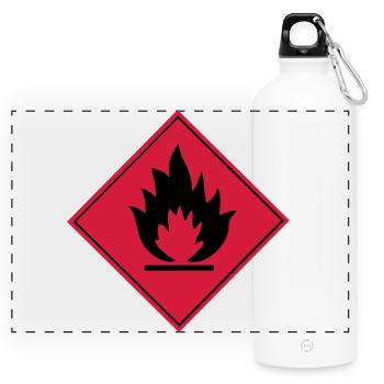 Flammable - Panoramic Drinks Bottle with Carabiner 750 ml - white - Front