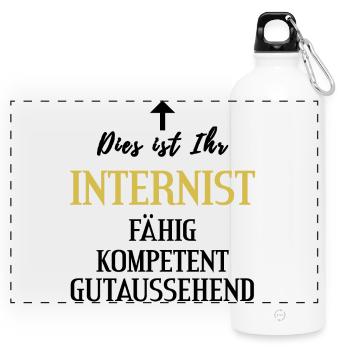 Aerzte Internist kompetent gutaussehend Geschenk - Panorama Trinkflasche mit Karabiner 750 ml - Weiß - Vorne