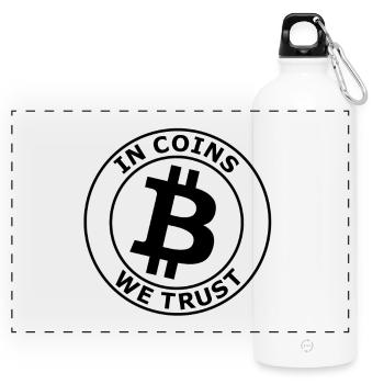 Die Bitcoin Investoren - Panorama Trinkflasche mit Karabiner 750 ml - Weiß - Vorne