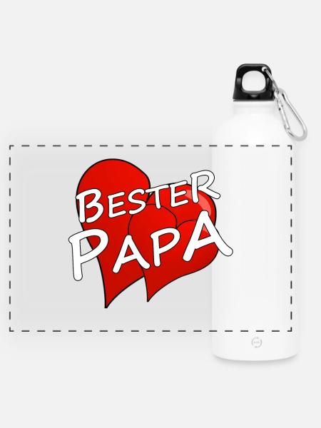 BESTER PAPA - Panorama Trinkflasche mit Karabiner 750 ml - Weiß