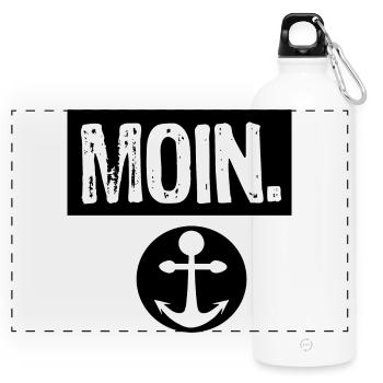 Abstract play of colors in black and white - Panoramic Drinks Bottle with Carabiner 750 ml - white - Front