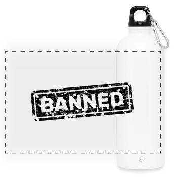Forbidden, banned, rejected, ostracized - Panoramic Drinks Bottle with Carabiner 750 ml - white - Front