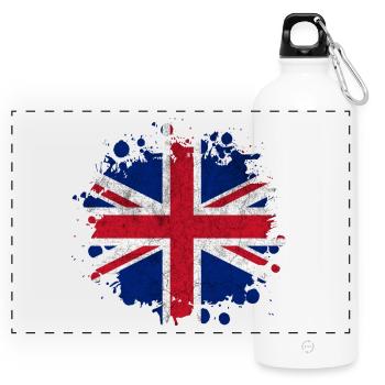 Motif éclaboussures vintage de Grande-Bretagne. - Gourde panoramique avec mousqueton 750 ml - blanc - Devant