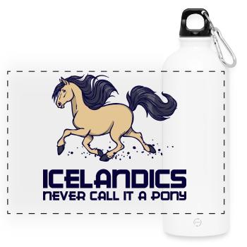 Chevaux islandais Déclaration Chevaux Arabe Galop - Gourde panoramique avec mousqueton 750 ml - blanc - Devant