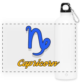 Zodiac Signs Astronomy Esoteric Capricorn - Panoramic Drinks Bottle with Carabiner 750 ml - white - Front
