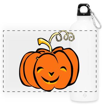 Pumpkin Autumn Halloween Design Orange - Panoramic Drinks Bottle with Carabiner 750 ml - white - Front