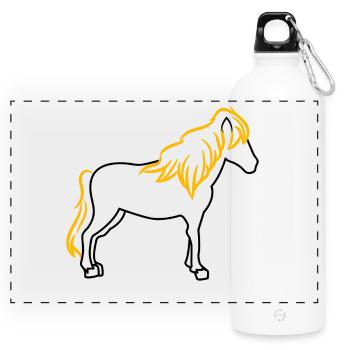 Isländer Islandpferde Pferde Pferdenarr Reiten - Panorama Trinkflasche mit Karabiner 750 ml - Weiß - Vorne