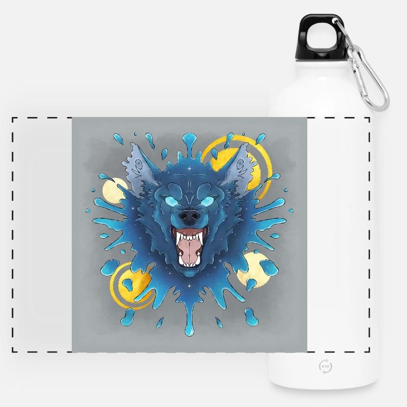 Blue Ink Spirits - Evil Ink Wolf - Poster - Panoramic Drinks Bottle with Carabiner 750 ml - white
