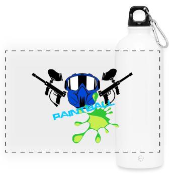 Paintball - Panorama Trinkflasche mit Karabiner 750 ml - Weiß - Vorne
