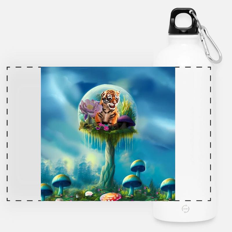 Tout simplement adorables petits tigres Bébés - Gourde panoramique avec mousqueton 750 ml - blanc