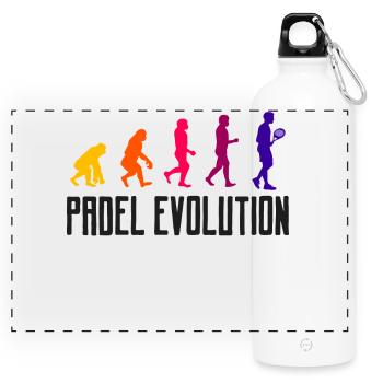 Padelspiel Padel Evolution Spieler Sportart Spruch - Panorama Trinkflasche mit Karabiner 750 ml - Weiß - Vorne