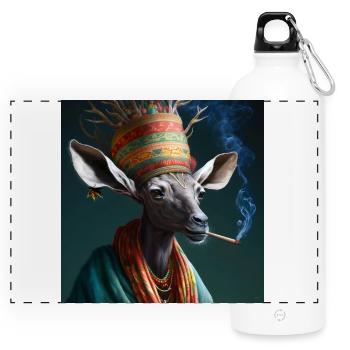 Cannabiche 01 sans typo - Gourde panoramique avec mousqueton 750 ml - blanc - Devant