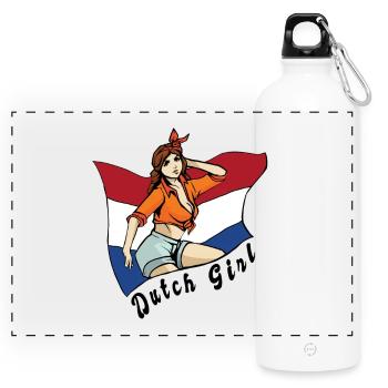 Motif de drapeau néerlandais pour fille - Gourde panoramique avec mousqueton 750 ml - blanc - Devant