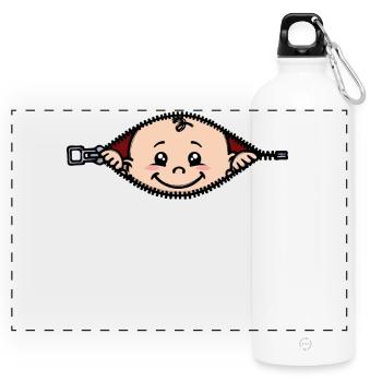 Baby Pregnancy Pregnant Baby bump mother - Panoramic Drinks Bottle with Carabiner 750 ml - white - Front