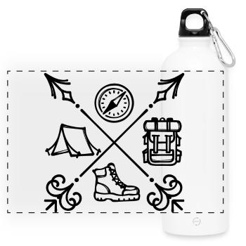 Hiking, climbing, trekking, tours, hiking, mountains - Panoramic Drinks Bottle with Carabiner 750 ml - white - Front