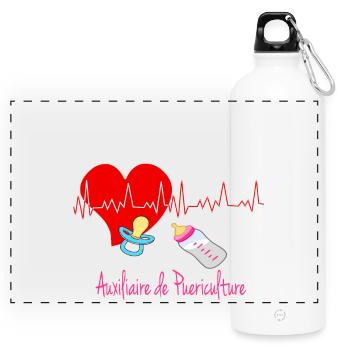 Childcare assistant - Panoramic Drinks Bottle with Carabiner 750 ml - white - Front