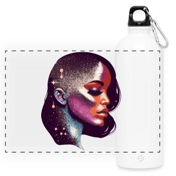 Portrait d’une femme inspiré de la galaxie - Gourde panoramique avec mousqueton 750 ml - blanc - Devant