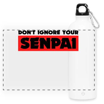 Anime Senpai Manga Statement Animation Mangastyle - Panoramic Drinks Bottle with Carabiner 750 ml - white - Front