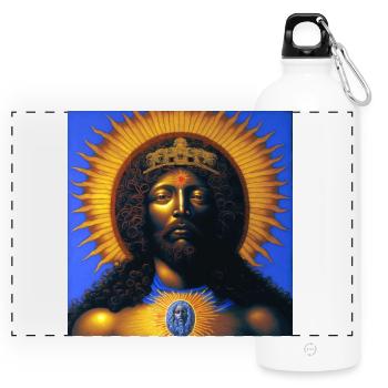 Jésus noir 03 - Gourde panoramique avec mousqueton 750 ml - blanc - Devant