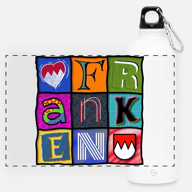 Franconia - Pop Art - Poster - Panoramic Drinks Bottle with Carabiner 750 ml - white