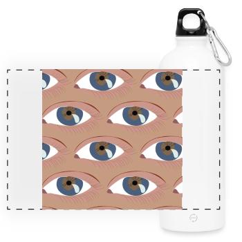 Die Augen aufgereiht - Panorama Trinkflasche mit Karabiner 750 ml - Weiß - Vorne