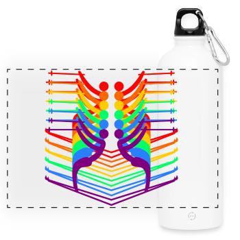SKIFAHREN WINTERSPORT - REGENBOGEN LGBTQ - Panorama Trinkflasche mit Karabiner 750 ml - Weiß - Vorne