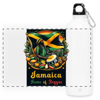 La Jamaïque, berceau du reggae - Gourde panoramique avec mousqueton 750 ml - blanc - Devant