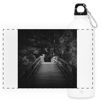 Pont piétonnier Prerow Fischland Darß Poster - Gourde panoramique avec mousqueton 750 ml - blanc - Devant