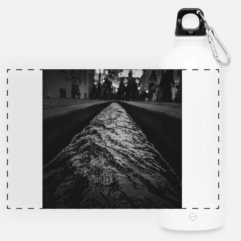 Freiburger Bächle Freiburg Watercourse Poster - Panoramic Drinks Bottle with Carabiner 750 ml - white