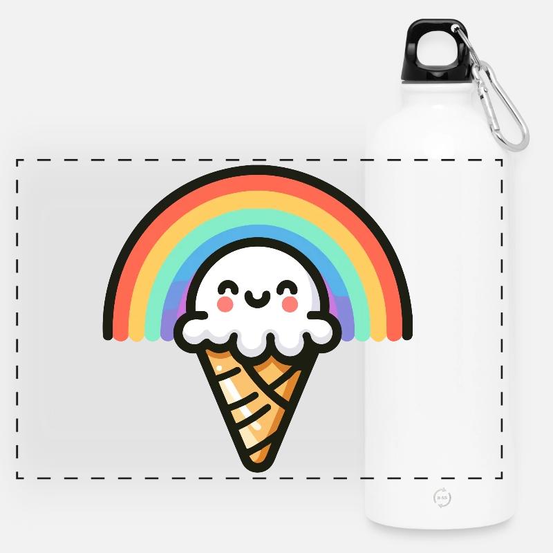 Rainbow Scoop : l’arc le plus doux - Gourde panoramique avec mousqueton 750 ml - blanc