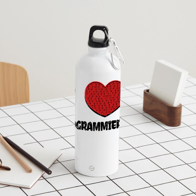 Developer Heart Web Developer Statement Computer Panoramic Drinks Bottle with Carabiner 750 ml