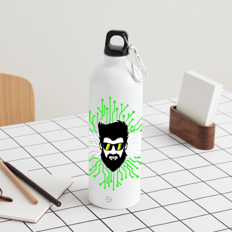 Computerfreak Developer Open Source Code Skripting Panorama Trinkflasche mit Karabiner 750 ml