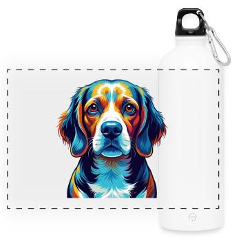 Beagle Harrier Hunderasse Bunte Karikatur Kawaii - Panorama Trinkflasche mit Karabiner 750 ml - Weiß - Vorne