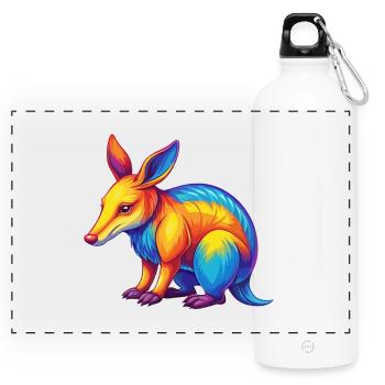 Aardvark Colorful Kawaii Cartoon Character Clipart - Panoramic Drinks Bottle with Carabiner 750 ml - white - Front