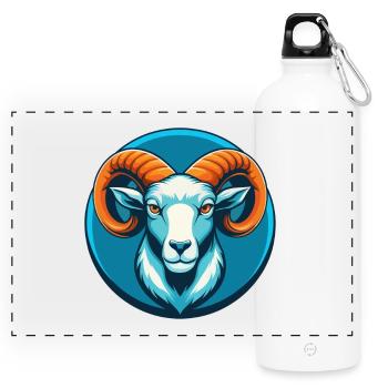 Ram Niedliche Kawaii Cartoon Clipart Tier Haustier Logo - Panorama Trinkflasche mit Karabiner 750 ml - Weiß - Vorne