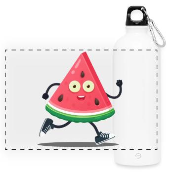 Pastèque sport cartoon  - Gourde panoramique avec mousqueton 750 ml - blanc - Devant